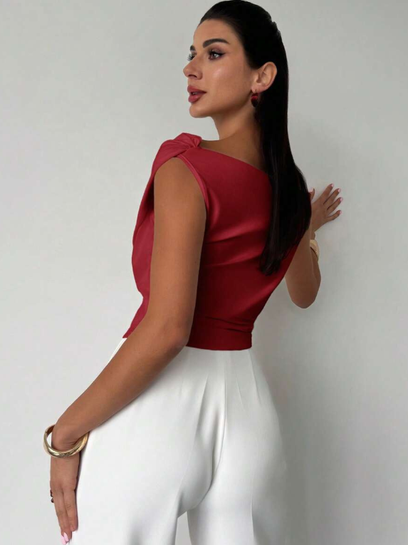 Modern Grace Draped Shoulder Top