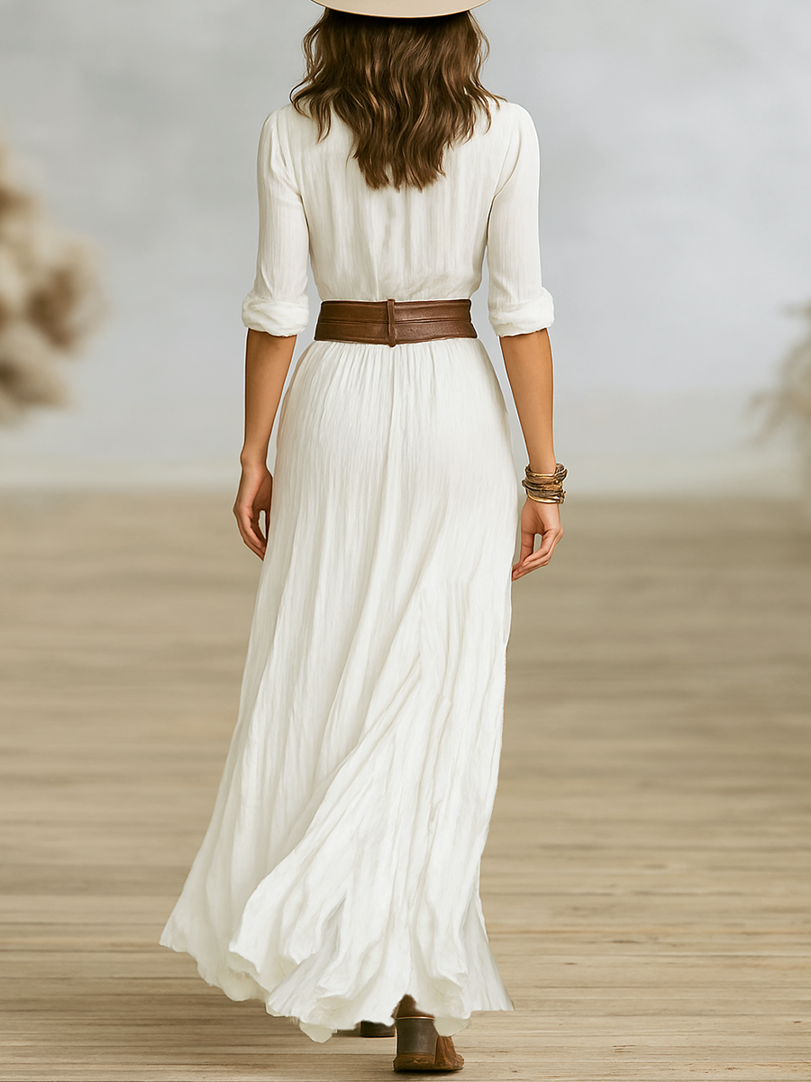Women's Long Sleeve Maxi Dress with a High Split