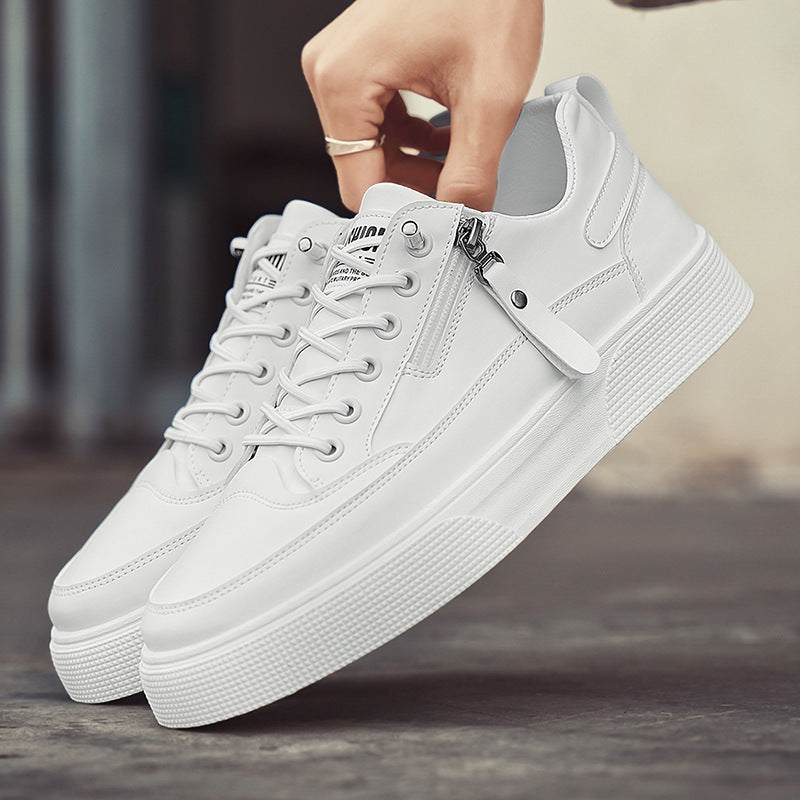 Stylish Leather Men’s Trainers with Side Zip