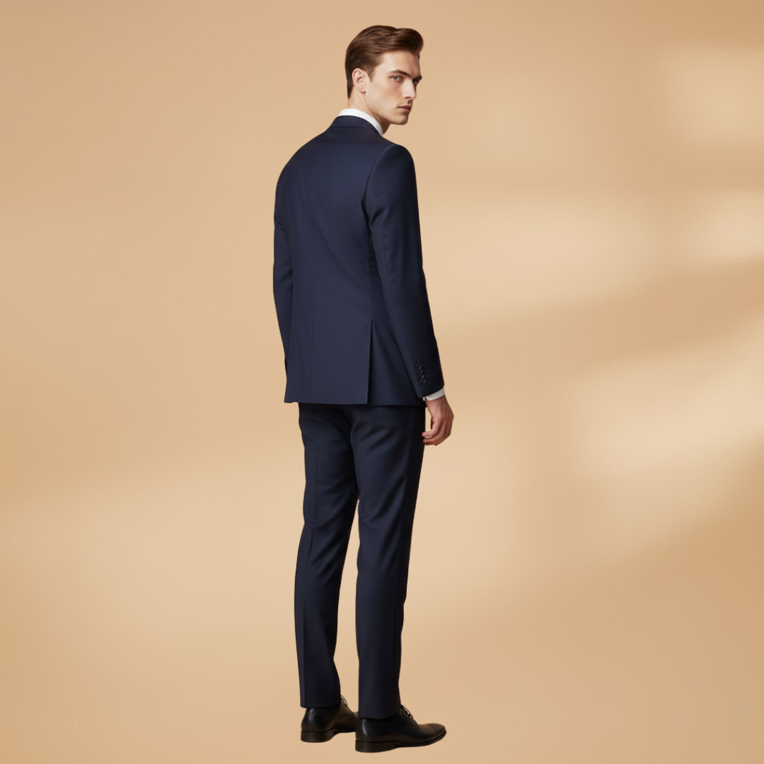 Men’s Three-Piece Suit Set with Jacket-Waistcoat and Straight-Leg Trousers