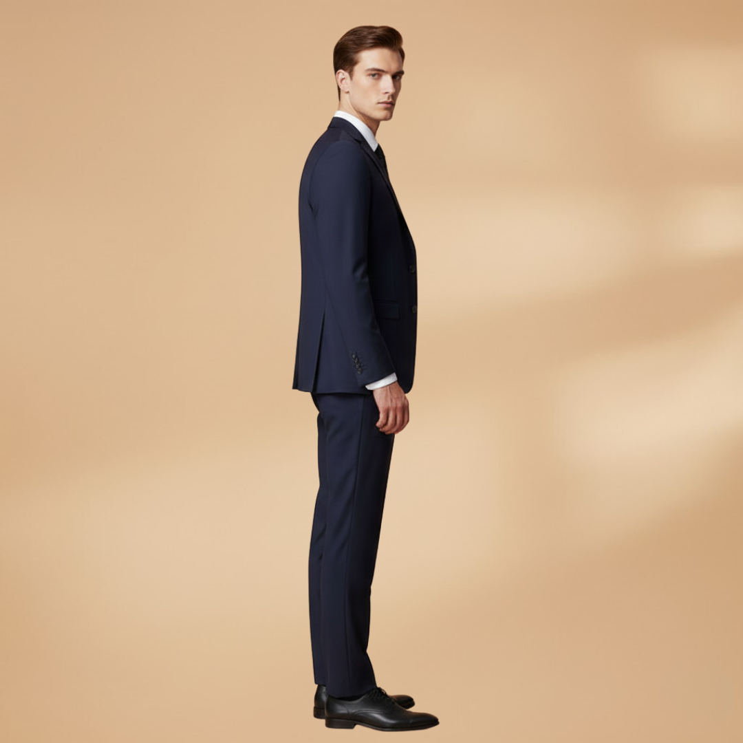 Men’s Three-Piece Suit Set with Jacket-Waistcoat and Straight-Leg Trousers