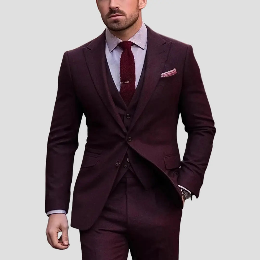Men's Three-Piece Suit Tailored Slim Fit Blend for Weddings and Groomsmen