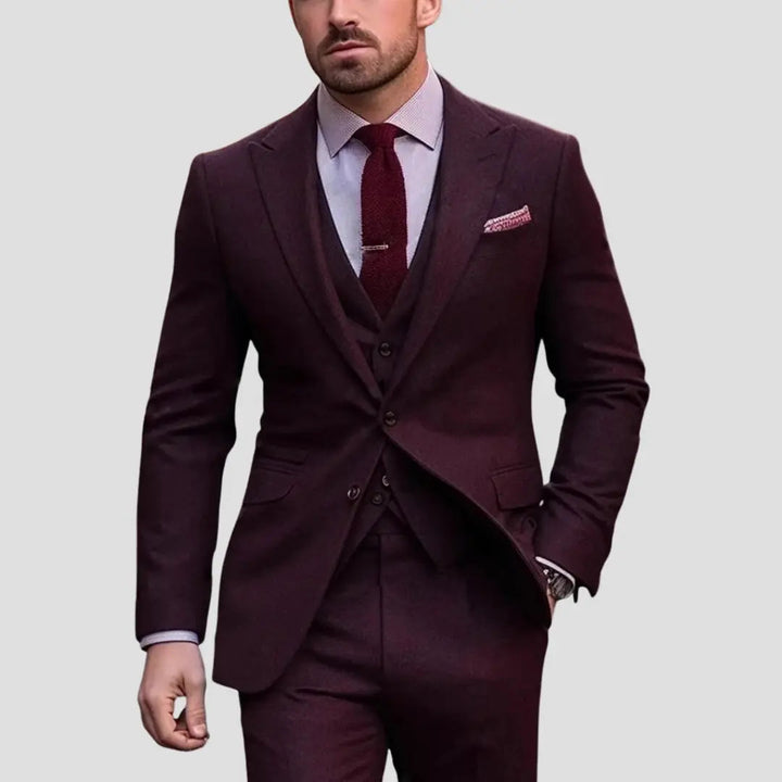 Men's Three-Piece Suit Tailored Slim Fit Blend for Weddings and Groomsmen