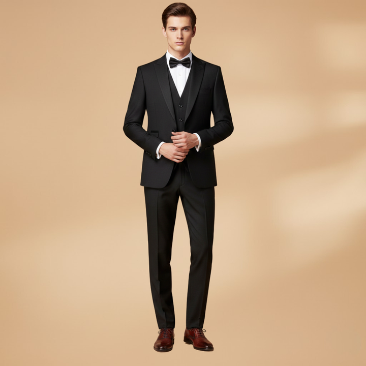 Men’s Three-Piece Suit with Notched Lapel Blazer