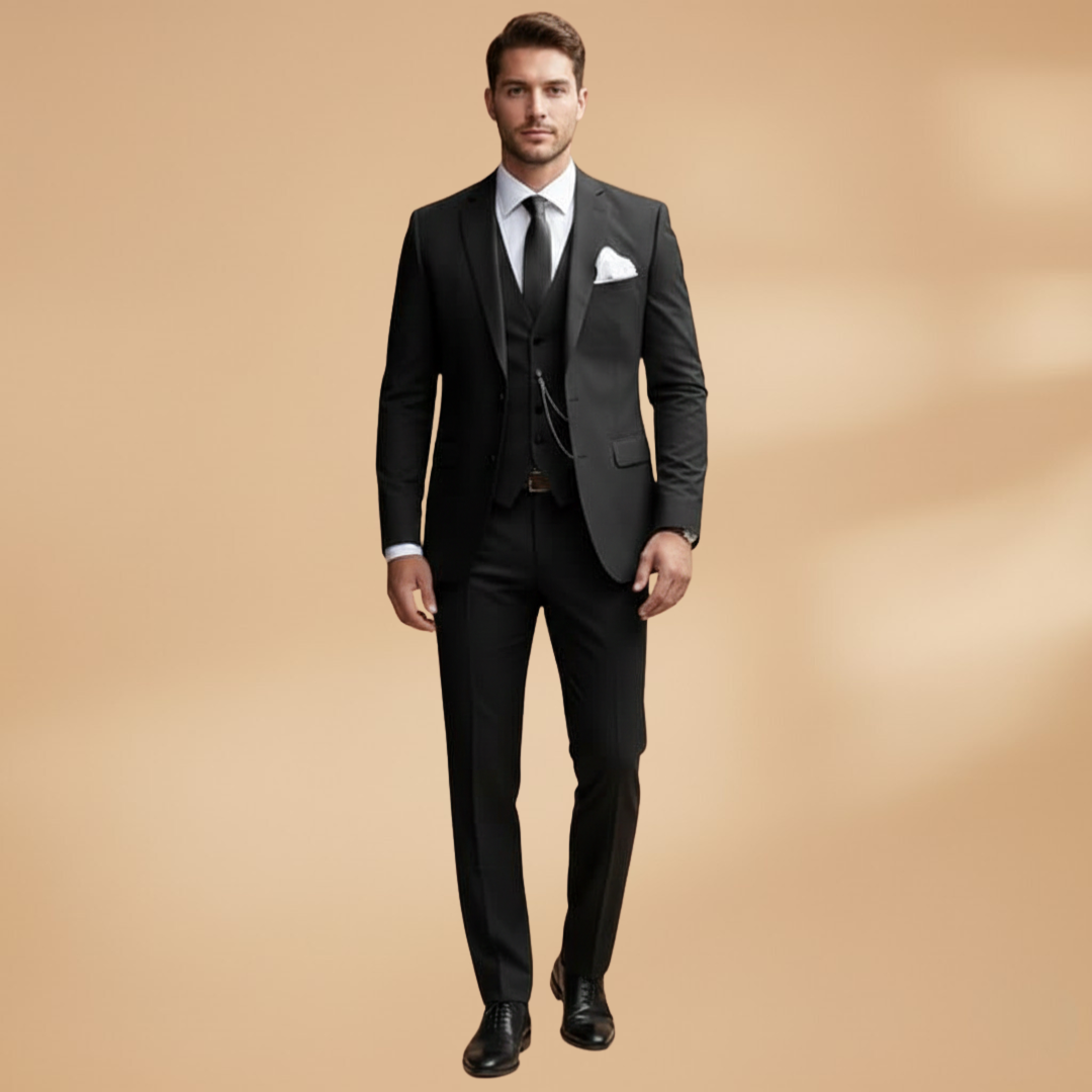 Men’s Three-Piece Suit with Waistcoat and Trousers