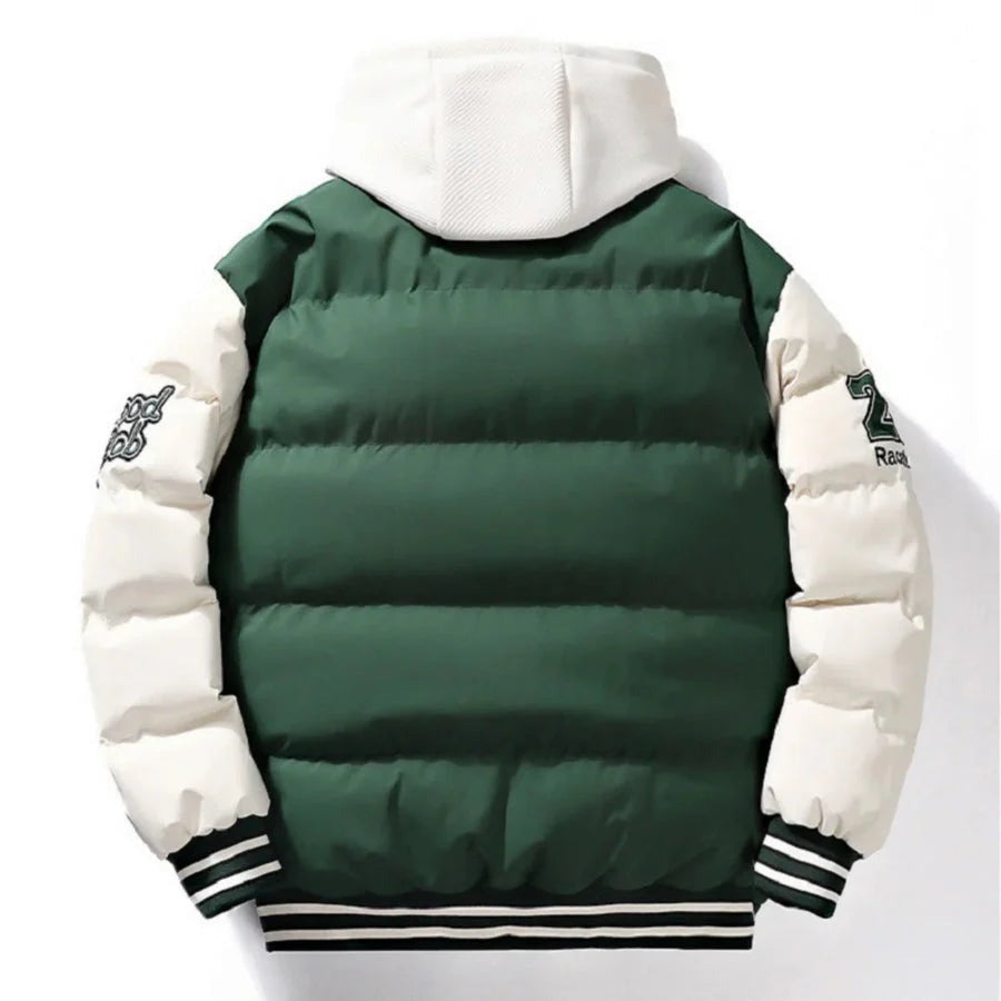 Men’s Varsity Puffer Jacket with a Hood