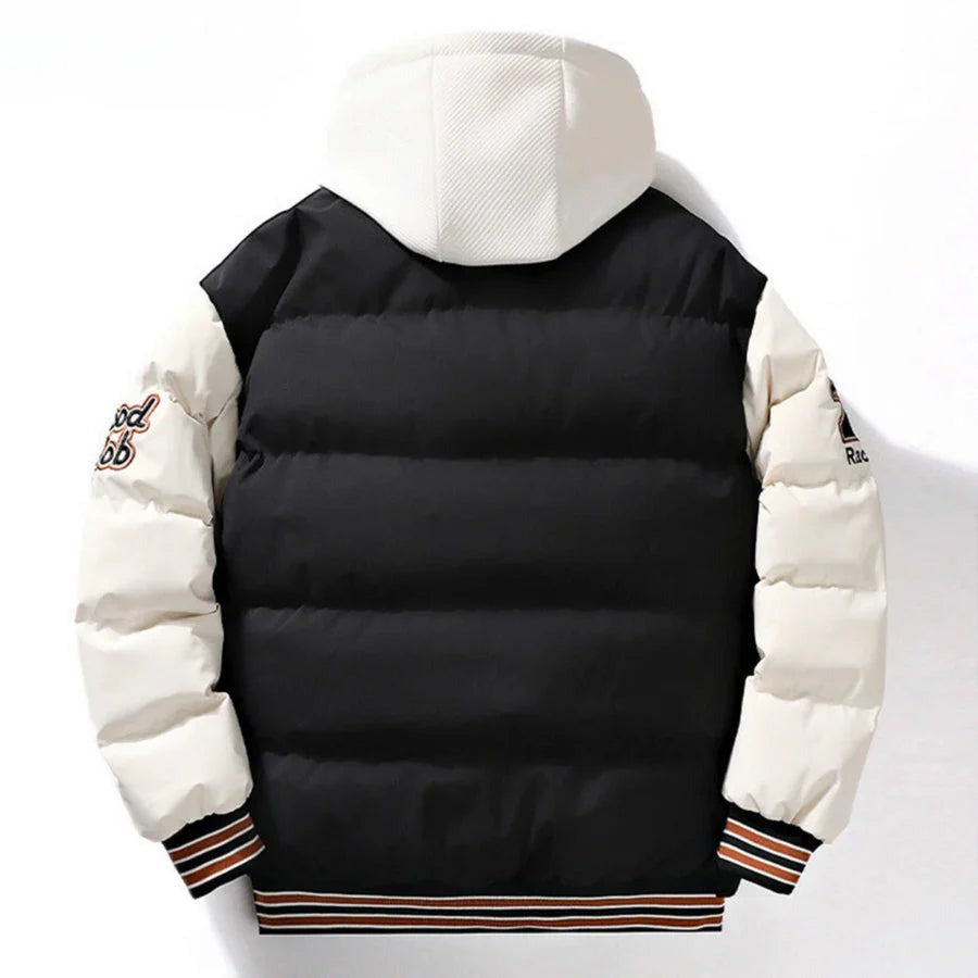 Men’s Varsity Puffer Jacket with a Hood