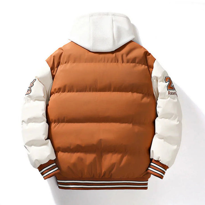 Men’s Varsity Puffer Jacket with a Hood