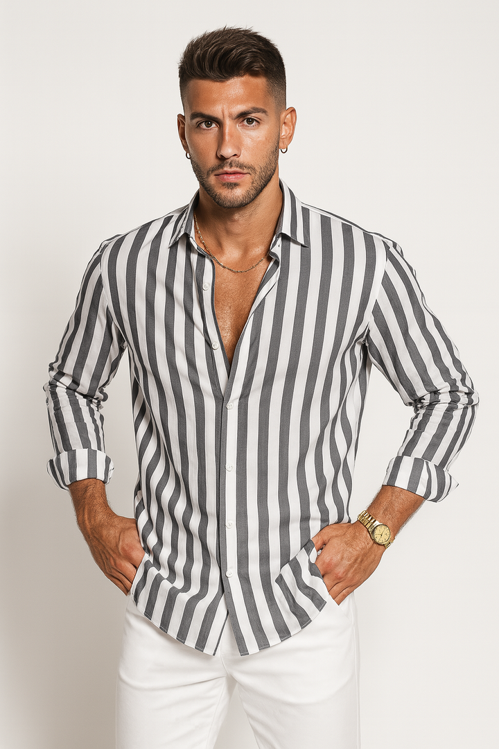 Men’s Vertical Stripe Button-Down Shirt