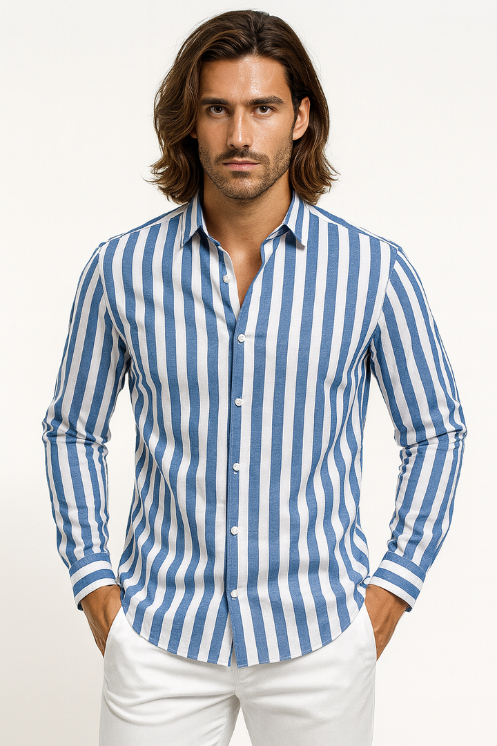 Men’s Vertical Stripe Button-Down Shirt