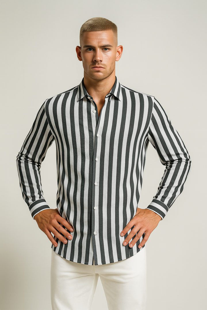Men’s Vertical Stripe Button-Down Shirt