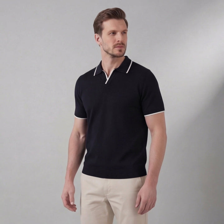 Men’s Knit Polo Shirt with White Trim
