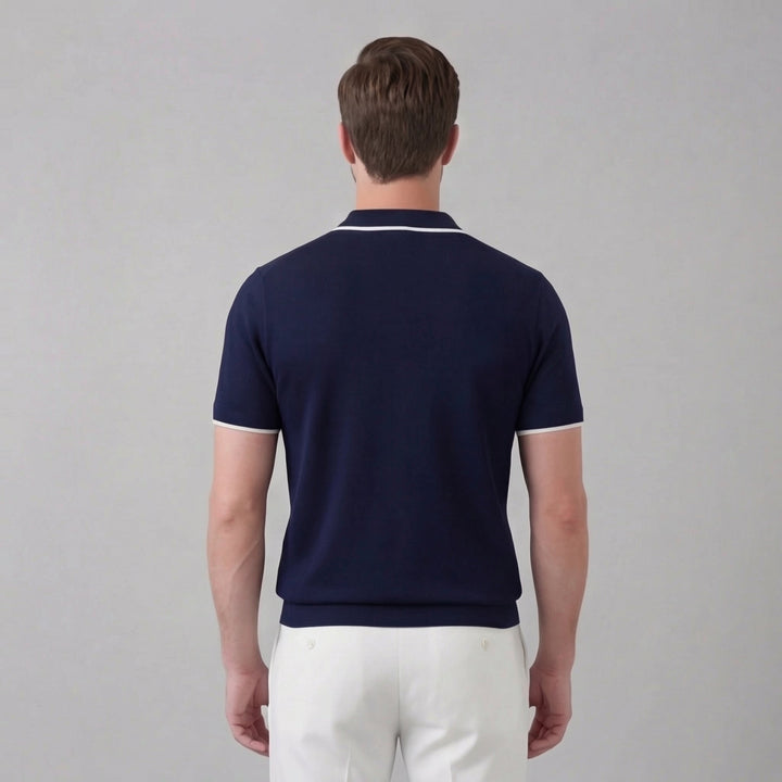 Men’s Knit Polo Shirt with White Trim