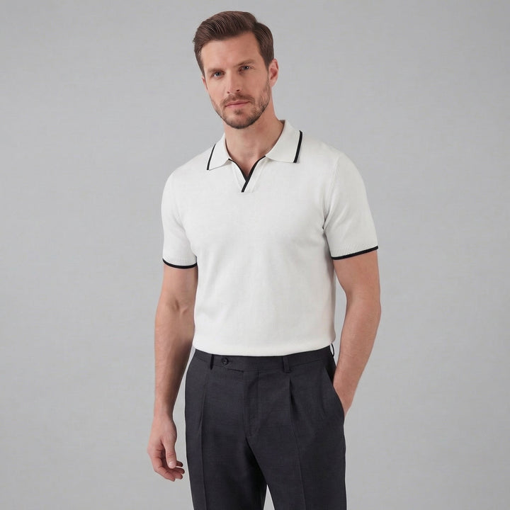 Men’s Knit Polo Shirt with White Trim