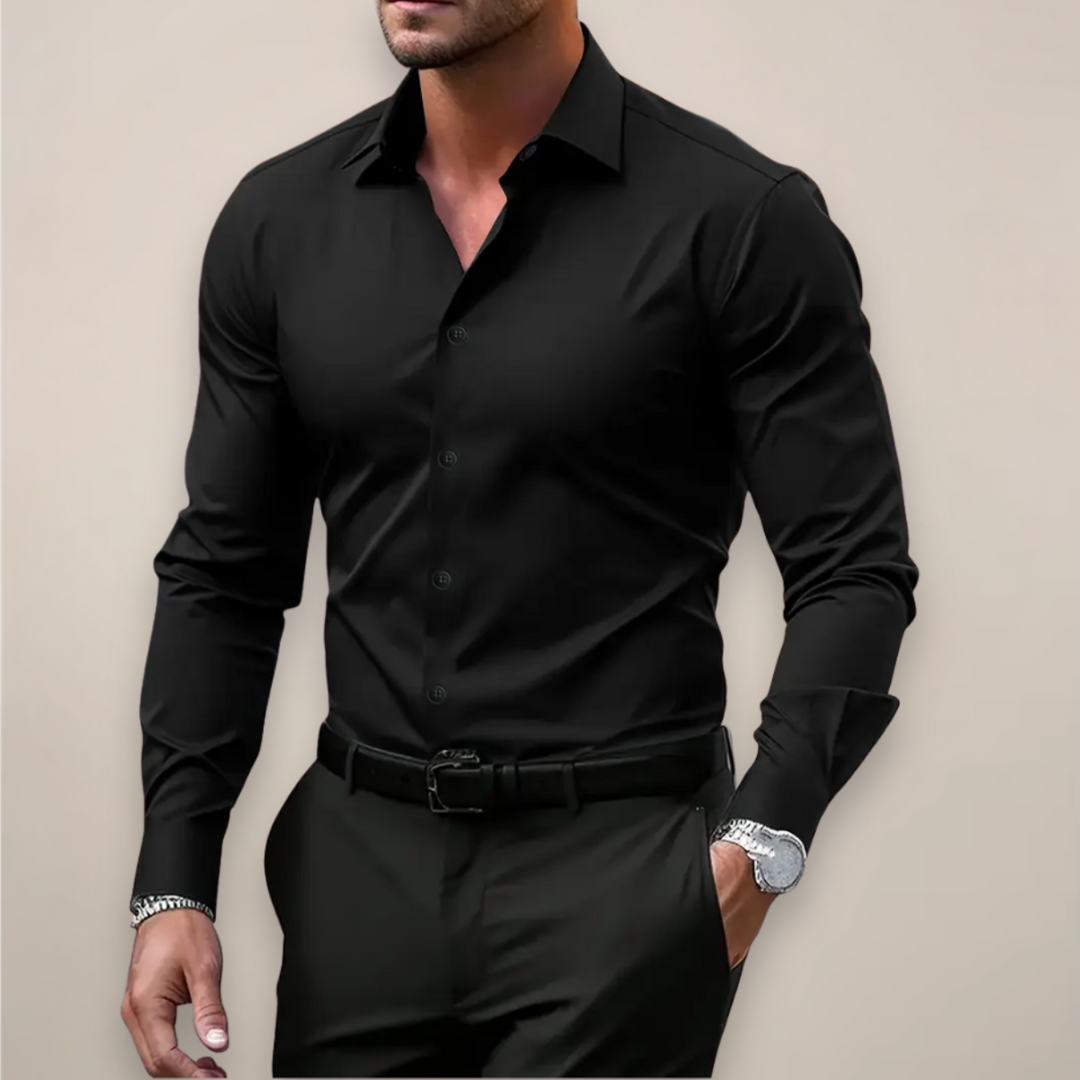 Men's Tailored Long Sleeve Button-Up Shirt