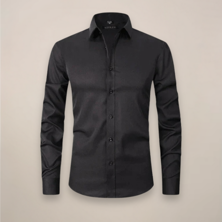 Men's Long-Sleeve Button-Up Shirt with Tailored Fit and Wrinkle-Resistant Finish