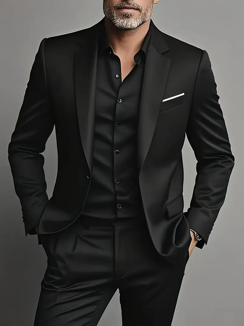 Men's Slim Fit Two Piece Suit with Matching Trousers for Weddings