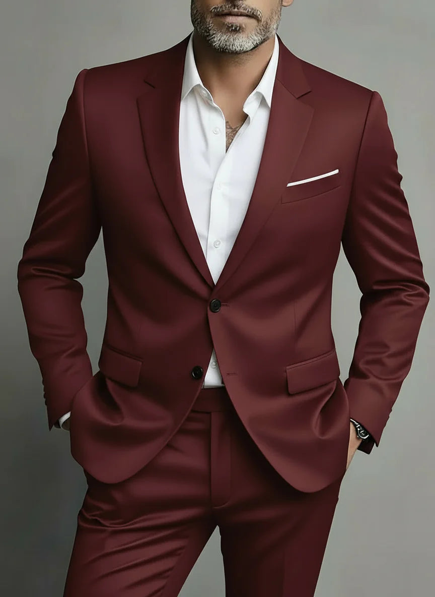 Men's Slim Fit Two Piece Suit with Matching Trousers for Weddings