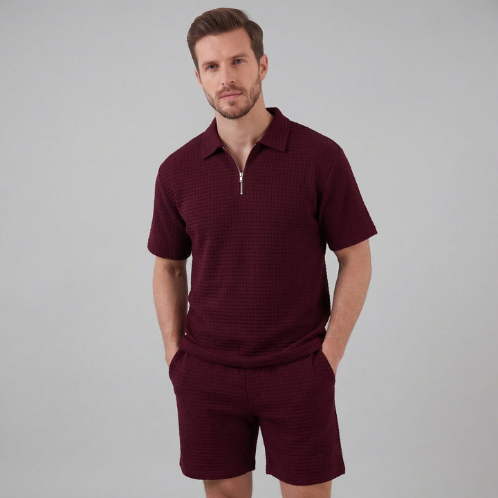 Men's Waffle Knit Short Outfit Summer Set