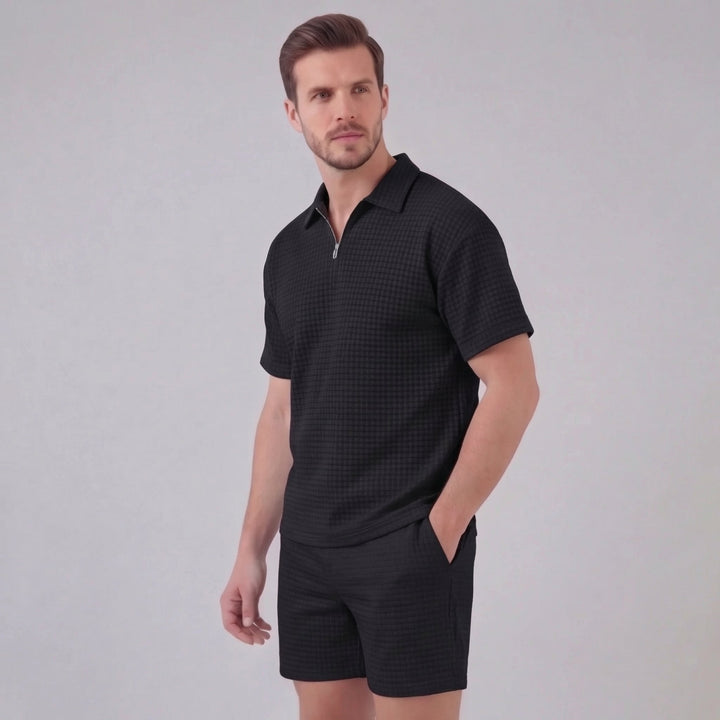 Men's Waffle Knit Short Outfit Summer Set