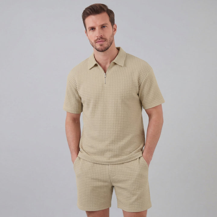Men's Waffle Knit Short Outfit Summer Set