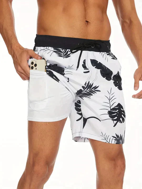 Men's Swim Shorts - Multi-Print Selection and Integrated Compression Liner