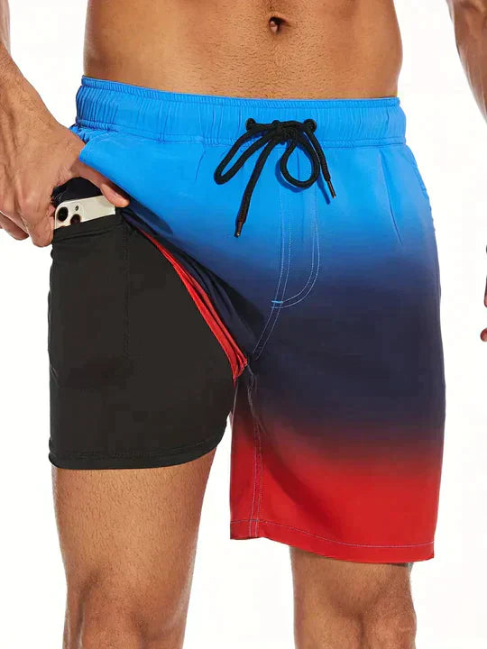 Men's Swim Shorts - Multi-Print Selection and Integrated Compression Liner