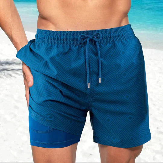 Men's Swim Shorts - Multi-Print Selection and Integrated Compression Liner