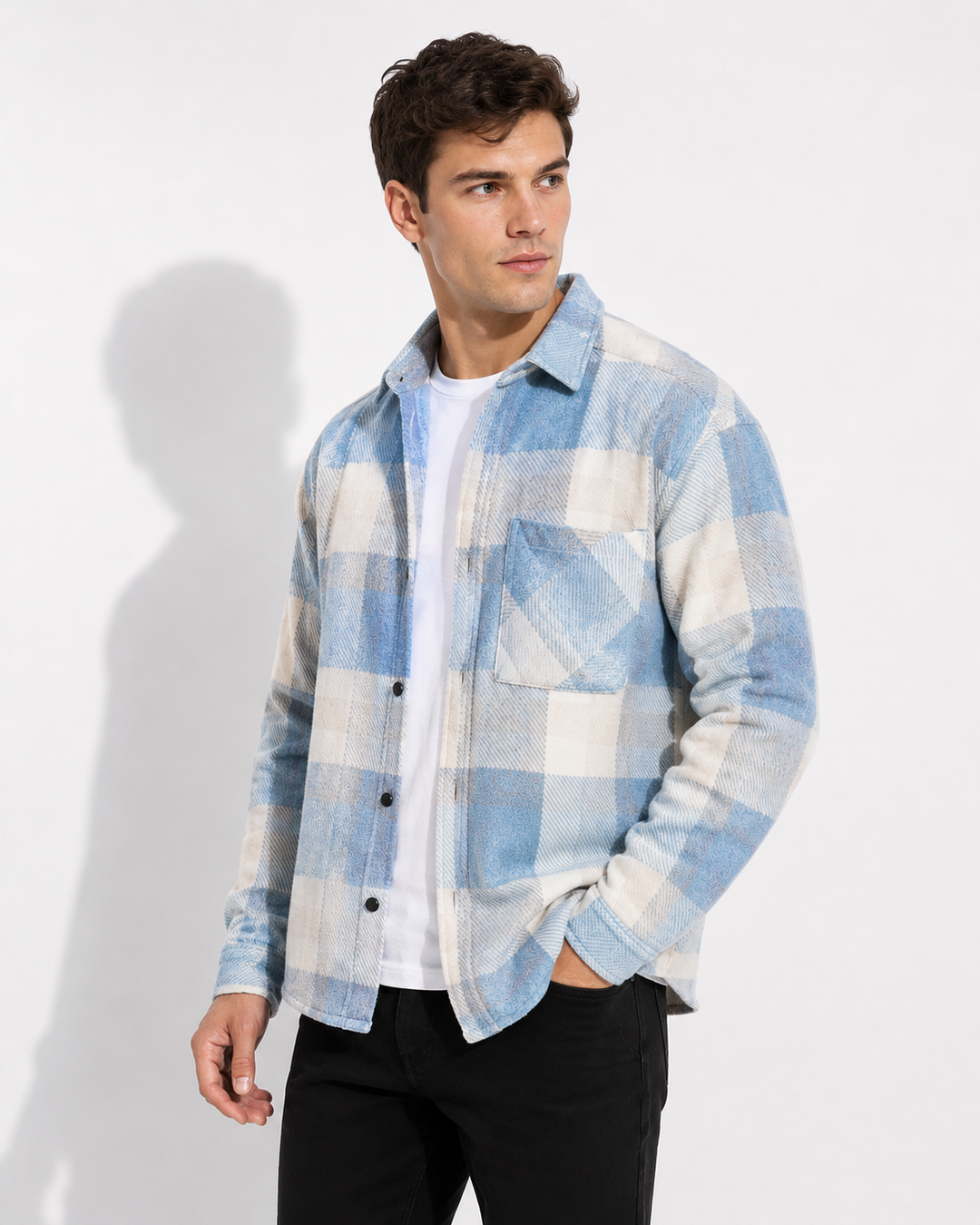 Men's Checked Flannel Overshirt with Button Front