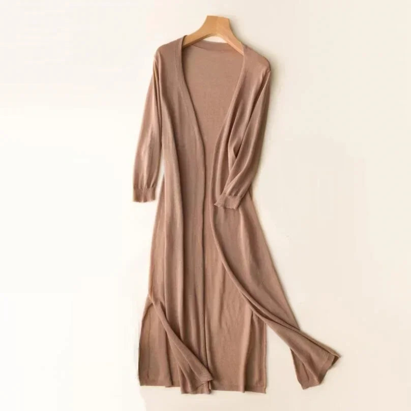 Women's Longline Flowing Cardigan – Khaki