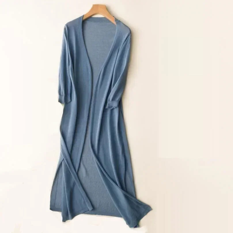 Women's Longline Flowing Cardigan – Blue