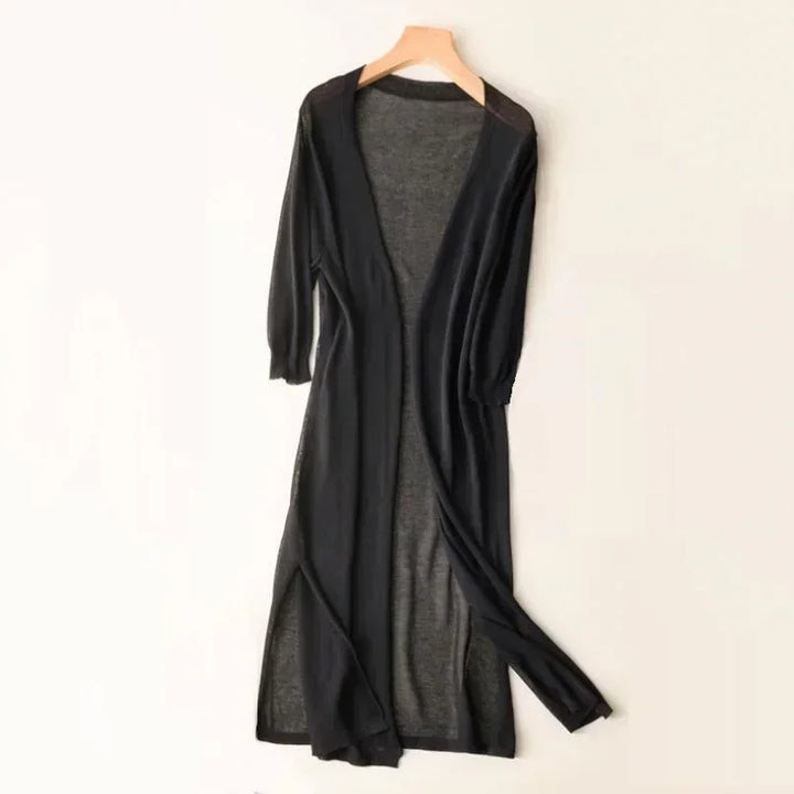 Women's Longline Flowing Cardigan – Black