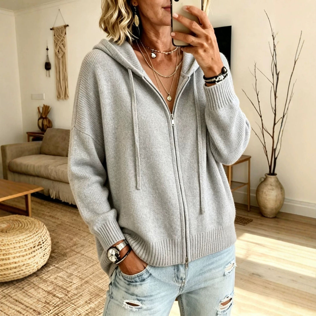 Women's Chunky Knit Zip Hoodie Cardigan