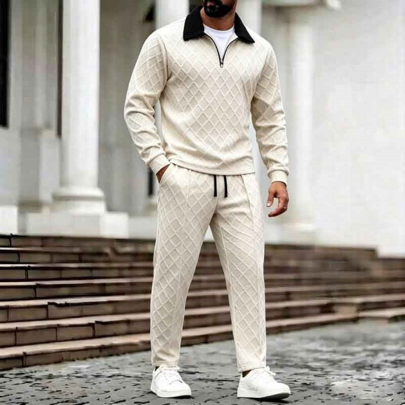 Men's Half-Zip Lounge Set with Drawcord Waist