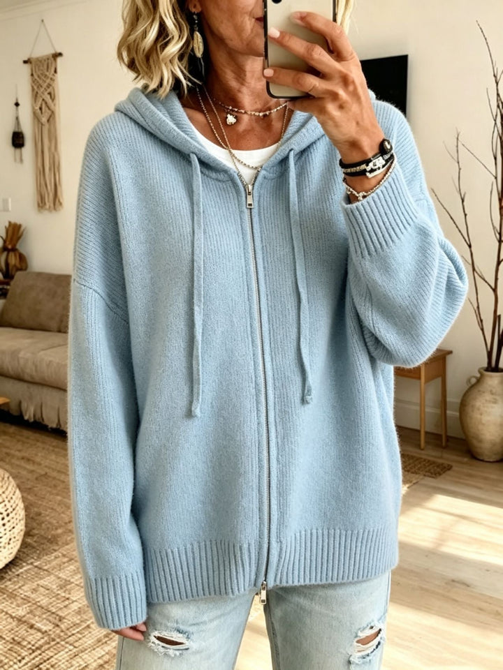Women's Chunky Knit Zip Hoodie Cardigan