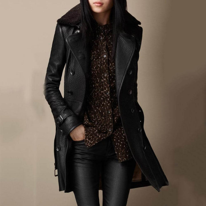 Elegant Florence-Style Leather Trench Coat
