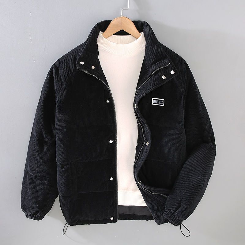 Men's Corduroy Jacket with Hood and Zip Front