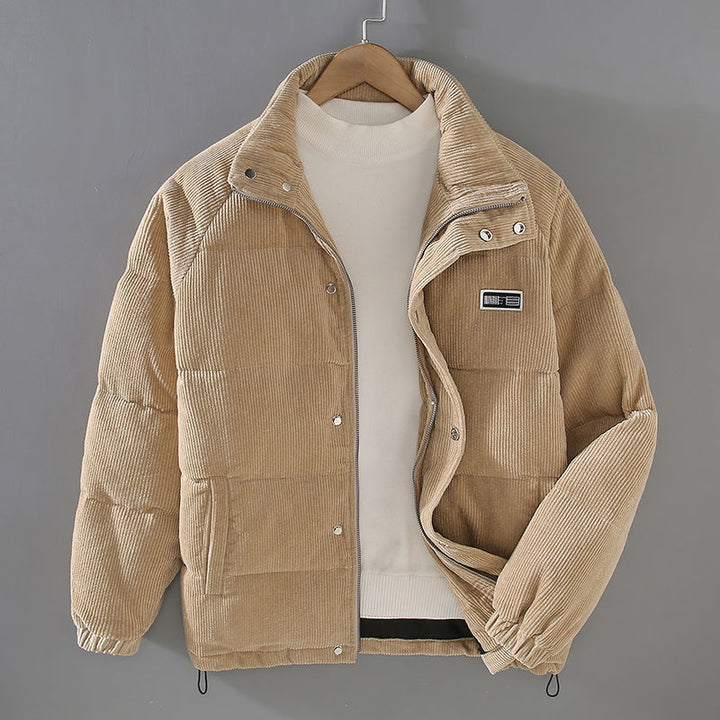 Men's Corduroy Jacket with Hood and Zip Front