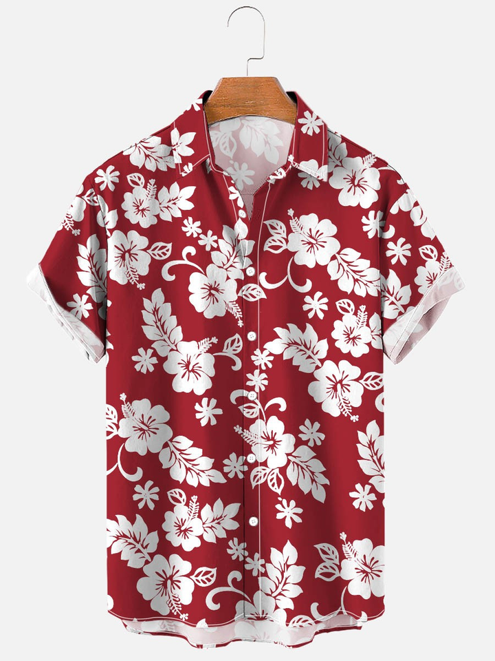 Men’s Tropical Hawaiian Holiday Shirt Short Sleeve Beach Button-Up