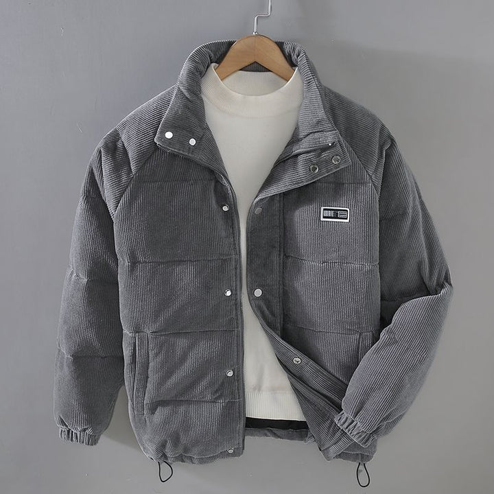 Men's Corduroy Jacket with Hood and Zip Front