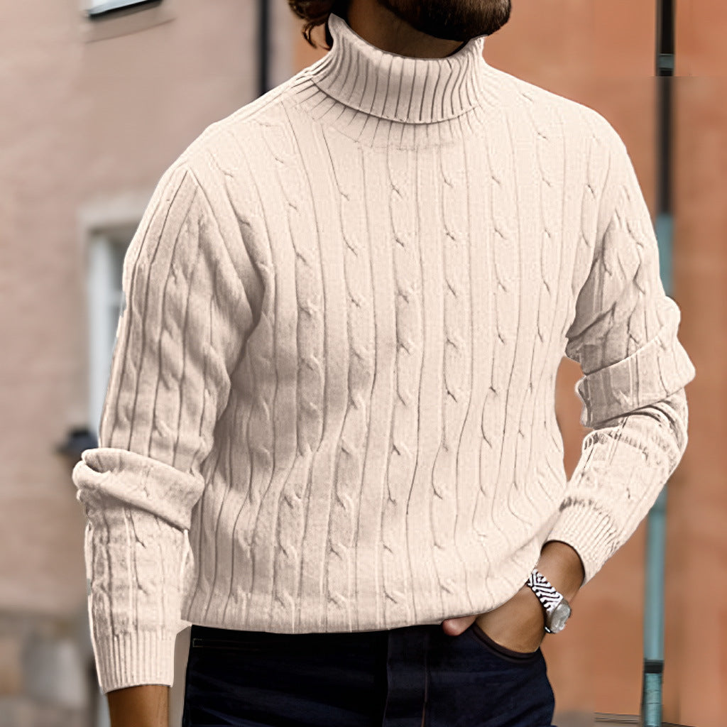 Men's Cable Front Roll Neck Sweater