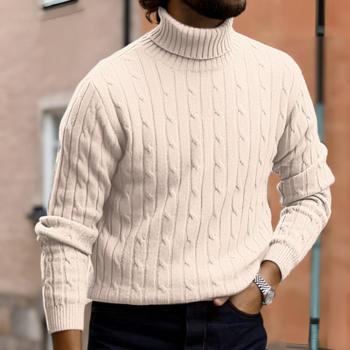 Men's Cable Front Roll Neck Sweater