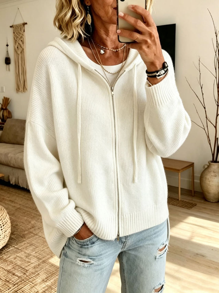 Women's Chunky Knit Zip Hoodie Cardigan