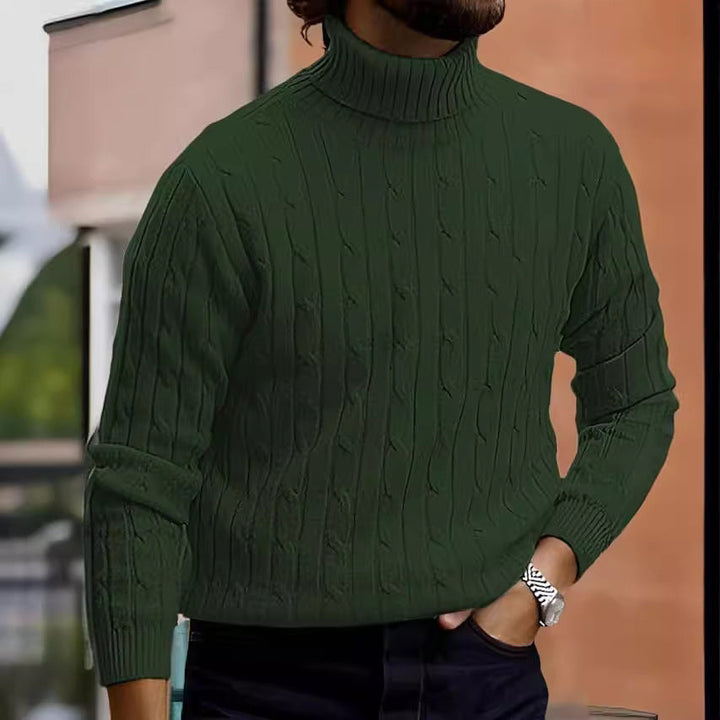 Men's Cable Front Roll Neck Sweater