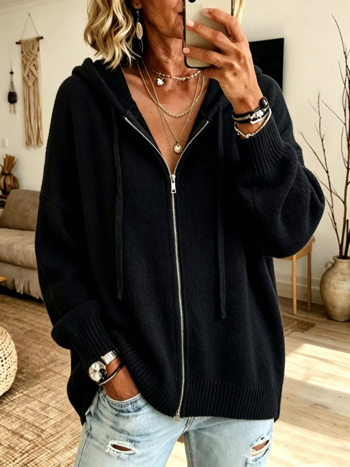 Women's Chunky Knit Zip Hoodie Cardigan