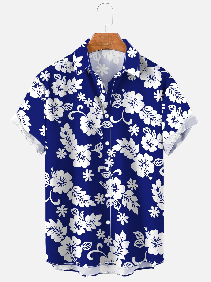 Men’s Tropical Hawaiian Holiday Shirt Short Sleeve Beach Button-Up