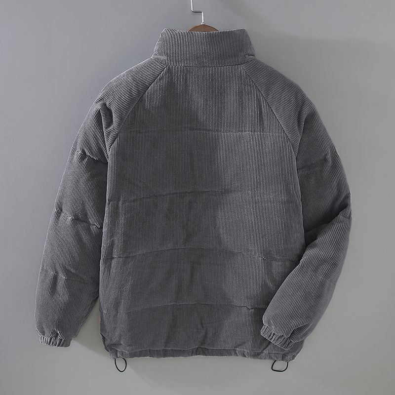 Men's Corduroy Jacket with Hood and Zip Front