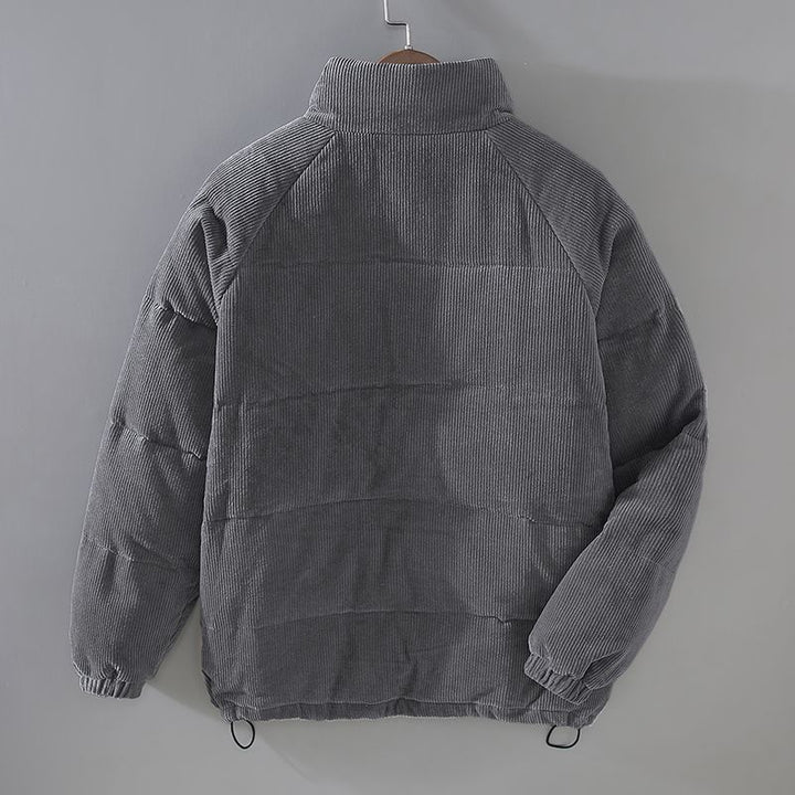 Men's Corduroy Jacket with Hood and Zip Front