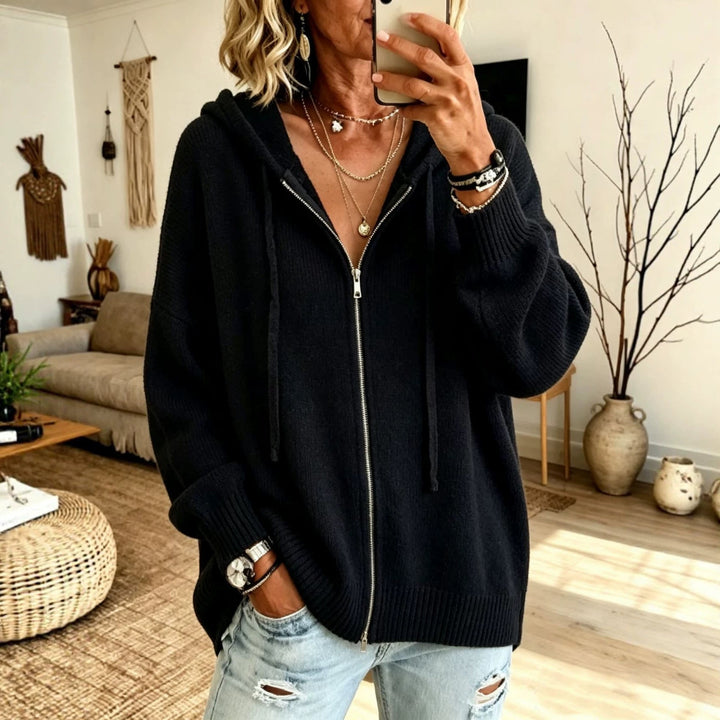 Women's Chunky Knit Zip Hoodie Cardigan
