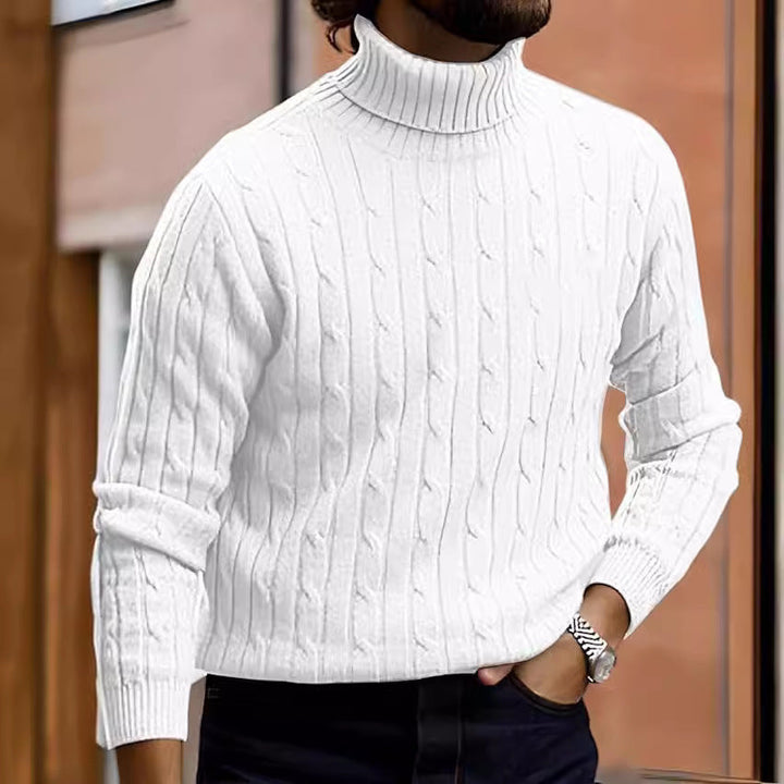Men's Cable Front Roll Neck Sweater